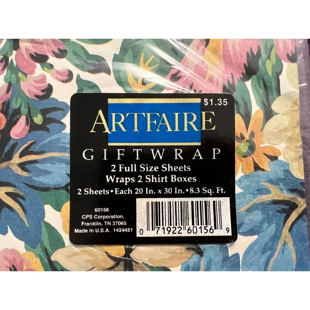 Artfaire wrapping paper floral pastel 1980s
